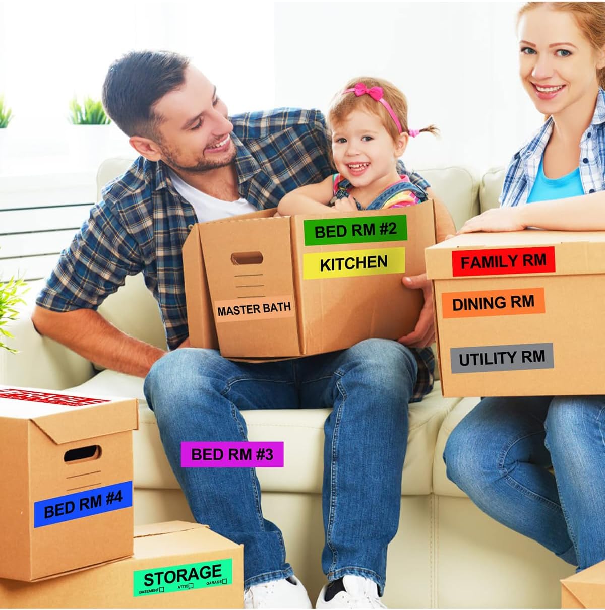 960 Count Moving Labels for Boxes – 16 Rolls (60 Labels/Roll) Color-Coded Moving Stickers Includes Fragile, Heavy & Blank Labels High-Visibility Packing Labels for Home, Apartment & Office Moves