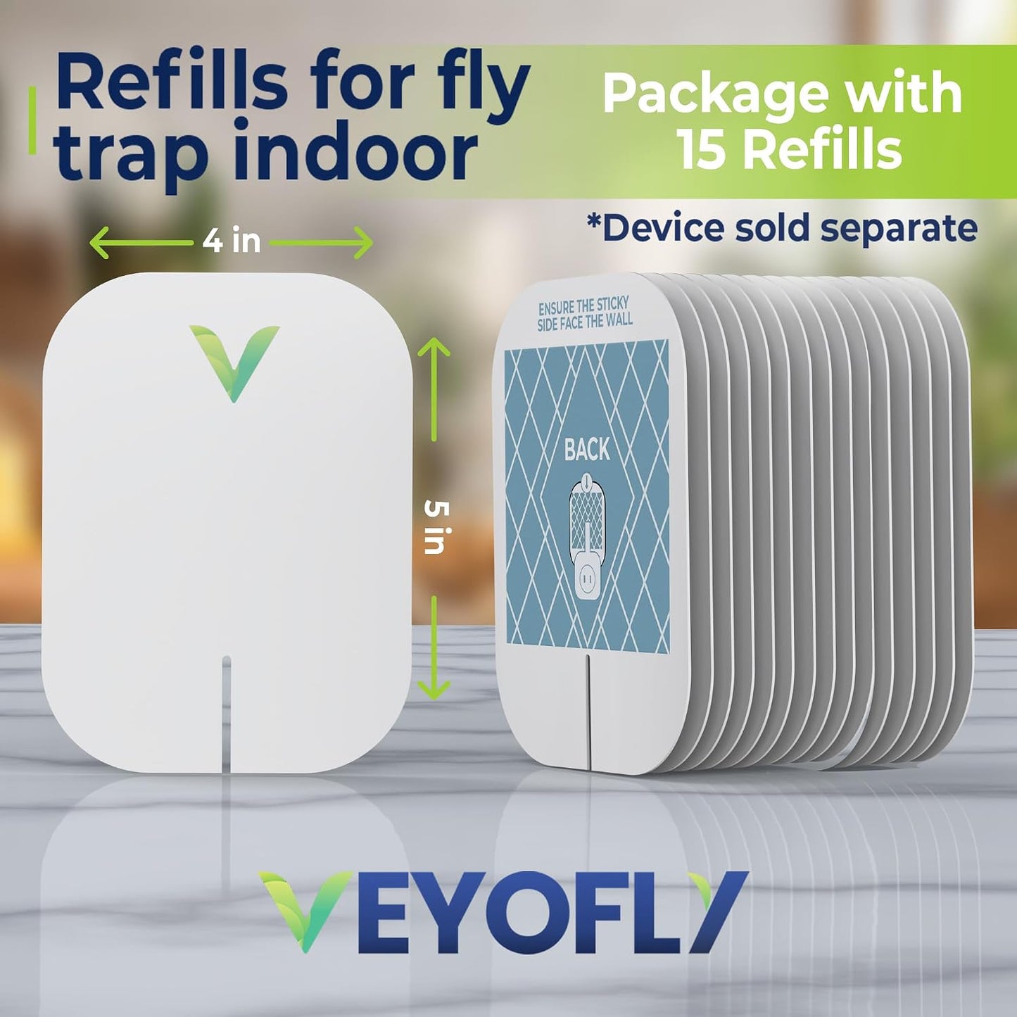 VEYOFLY Fruit Fly Traps for Indoors (2 Device + 4 Refills), Gnat Trap Indoor Plug in, Bug Traps, Flying Insect Trap, Gnat Traps for House Indoor, Fly Trap Indoor for Home Bug Light, Gnats Catcher