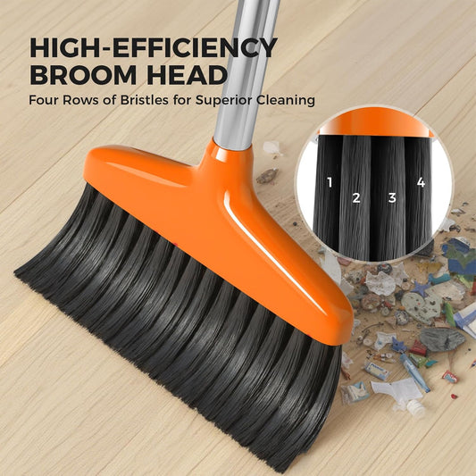 Handy Broom, Indoor/Outdoor Brooms, Duty Kitchen Broom, for Home Garage Kitchen Office Courtyard Lobby Patio Lawn Concrete (1, White)
