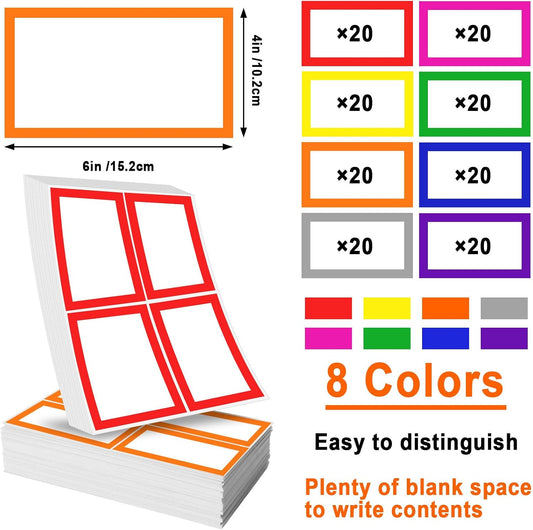 6 x 4 inch Large Moving Labels for Boxes, Blank Moving Boxes Labels Stickers, 160pcs 8 Color Coded Moving Stickers Packing Labels Stickers for Home Organization Projects, Kitchen, Storage Bins