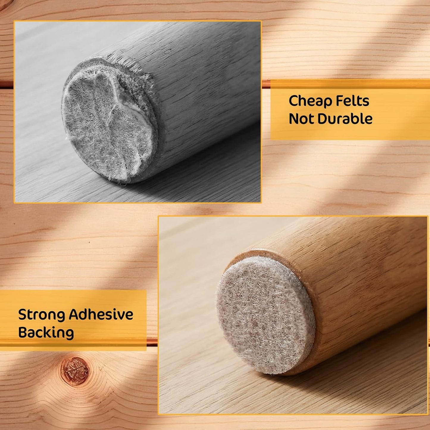Felt Furniture Pads for Hardwood Floors - 96 Pcs Self Adhesive Chair Felt Pads, Anti Scratch Floor Protector, Furniture Sliders Moving Your Furnitures Smoothly, 3/4" Round