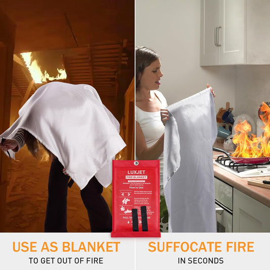Emergency Fire Blanket Kitchen - LUXJET 4 Pack Fiberglass Fire Retardant Blanket, Fire Extinguisher for Kitchen, Survival Gear, Construct, Gas Station, Warehouse