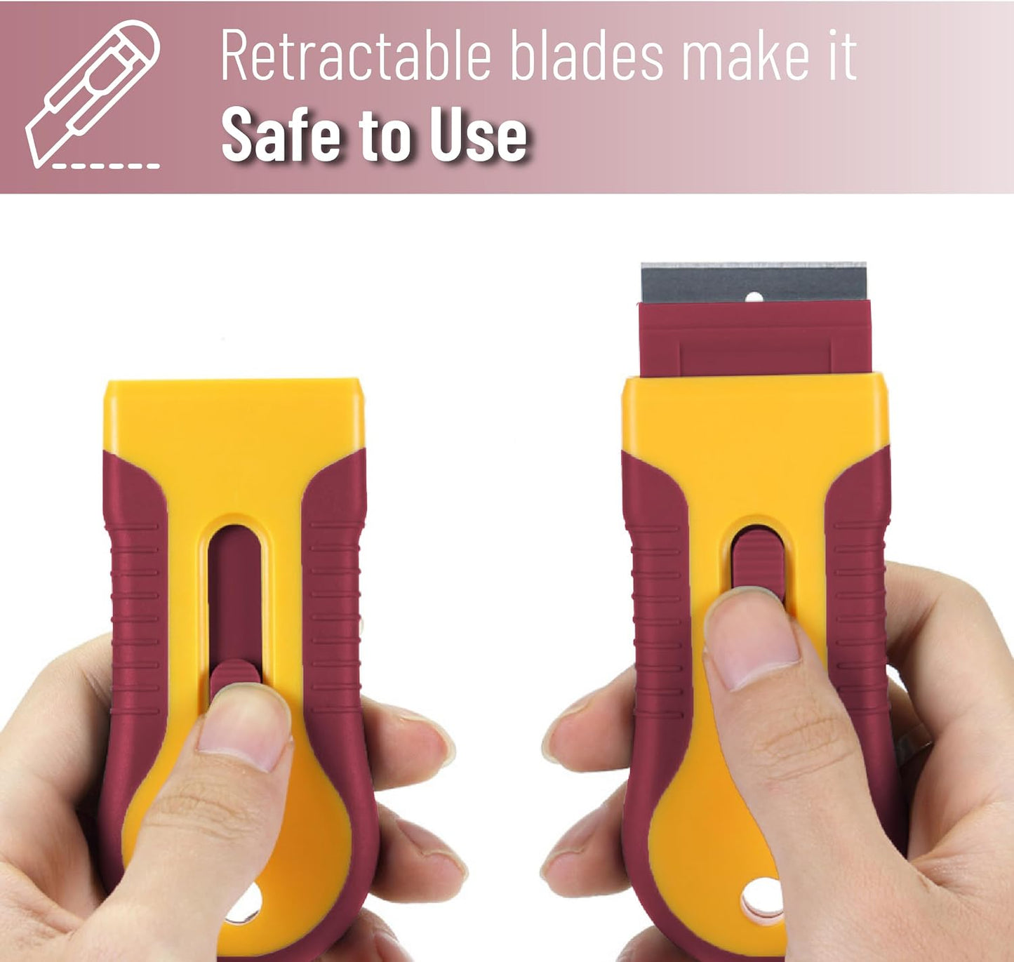 Bates- Razor Blade Scraper Tool, 2 Pack, 30 Extra Stainless Steel Blades, Anti-Slip Ergonomic Handle Design, Razor Scraper Set for Cleaning Window, Paint, Oven, Glass, Stove