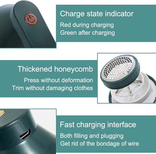 Lint Shaver, Clothes Shaver USB Rechargeable Electric Lint Remover Fabric Pill Remover for Clothing Furniture Green