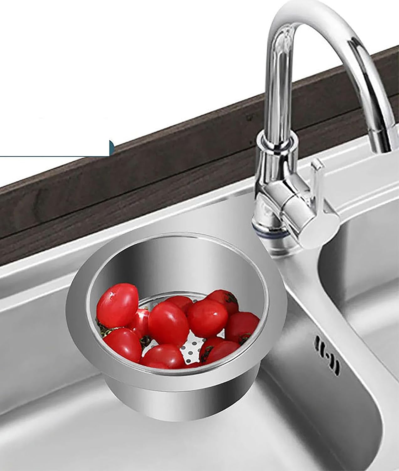 Washbasin Sink Drain Basket, Stainless Steel Kitchen Sink Strainer for Water Tap Drain Water (2)