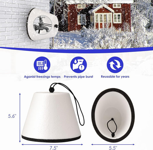 2 Pack Outdoor Faucet Cover for Winter Freeze Protection - Reusable Foam Hose Bib Spigot Insulated Cover