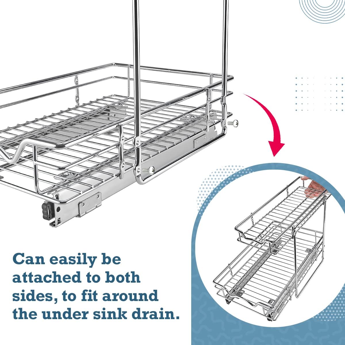 HOLDN’ STORAGE Under Sink Organizers and Storage, 11" W x 21" D x 15" H | 2-Tier Under-Sink Organizer, Full-Extension Slides, Keeps Cleaning Supplies, Bottles & Essentials Easy To Reach
