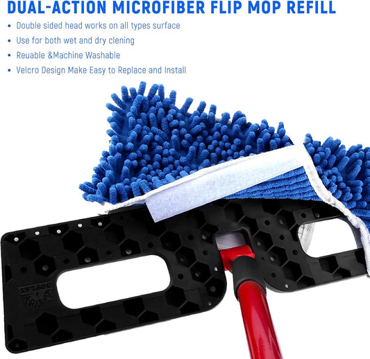 4 Pack Microfiber Flip Mop Refills,Compatible with O-Cedar Dual Action Mop,Replacement Mop Heads for Dry/Wet Use,Machine Washable.