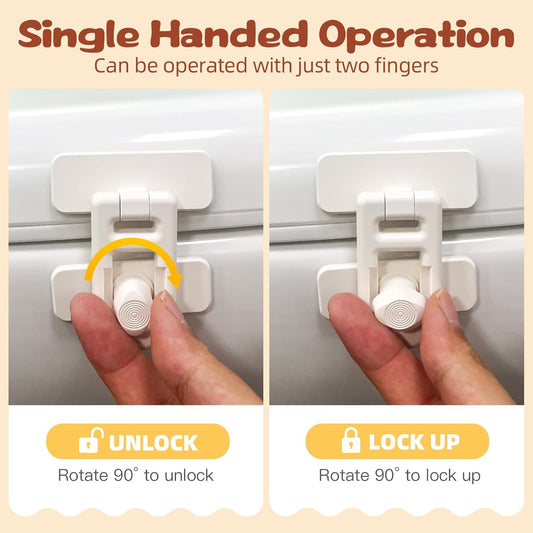 Child Safety Locks (2 Pack) – No-Tool Install, Baby Proof Locks for Cabinets, Drawers, Fridge – Strong Adhesive, Hard to Break by Toddlers, Safety Material – Universal Fit for Wood, Metal