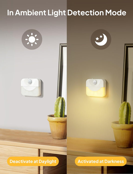 ZAPOGO 2 Pack Rechargeable Motion Sensor Stair Light for Indoor,Warm White LED Night Light,Wireless Stick on Anywhere Hallway Lamp,Motion Activated Lamps for Step, Cabinet, Hallway, Bathroom