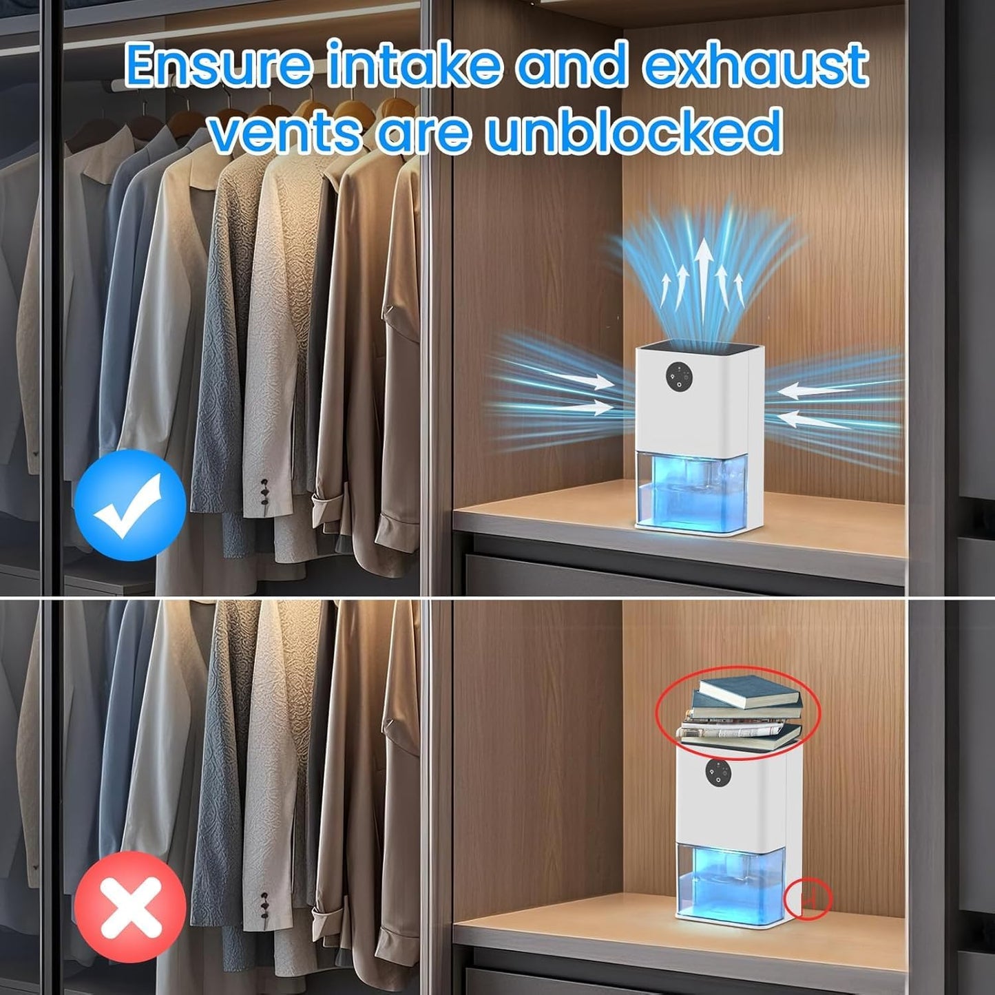 Dehumidifier, 1500ML (50 OZ) Small Dehumidifier for Home (300 Sq. Ft), Quiet with Auto Shut Off, Ideal for Bedroom Bathroom RV Closet