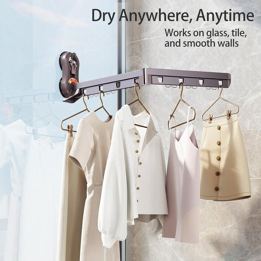 Foldable Clothes Drying Rack with Suction Cup Clothes Rack Portable Drying Racks Laundry Clothes Hanger Collapsible Clothing Racks for Travel Laundry Room Hotel RV Dorm
