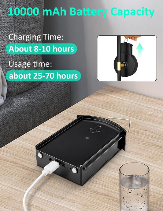 Battery Operated Wall Sconces Set of 2: 10000mAh Rechargeable Wall Lights for Living Room, Dimmable LED Wireless Wall Lamp 360° Rotate Modern Home Decor for Bedroom Hallway Picture Lighting Bathroom