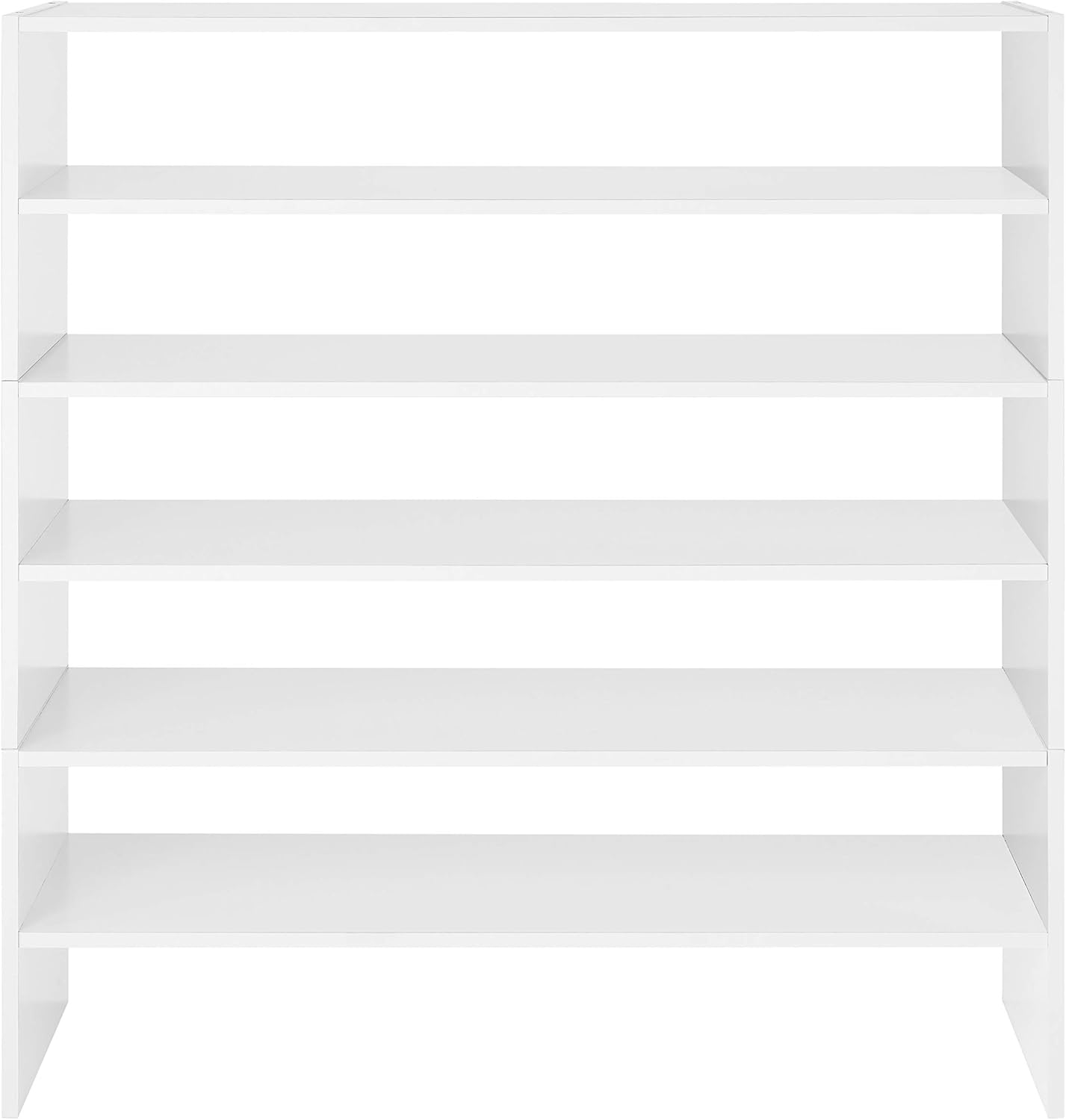 Whitmor Wood Stackable 2-Shelf Shoe Rack, White, 24 inches