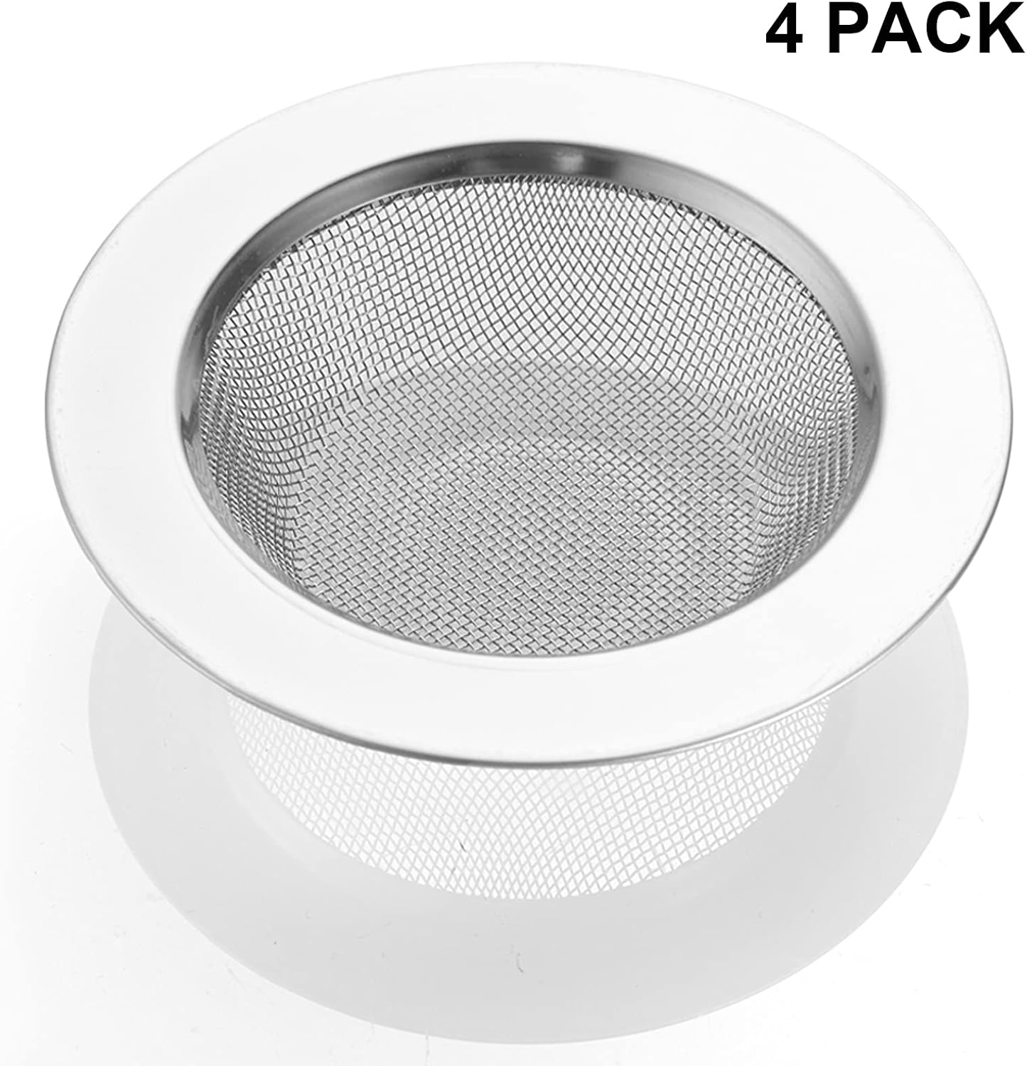 LASSHSWA 2 PCS Kitchen Sink Strainer Stainless Steel, Kitchen Sink Drain Strainer, Sink Strainers with Large Wide Rim 4.5" Diameter for Kitchen Sinks