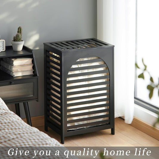 Laundry Hamper with Lid,Bamboo Large Waterproof Clothes Laundry Basket,Removable Washing Bags with Handles,clothes basket (Natural)