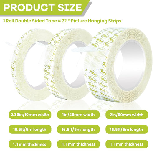 Double Sided Tape Heavy Duty, Removable Nano Double Sided Adhesive Tape, Clear Mounting Tape Picture Hanging Adhesive Strips Waterproof for Walls Photo Crafts Carpet Poster, 0.39" x 16.5FT