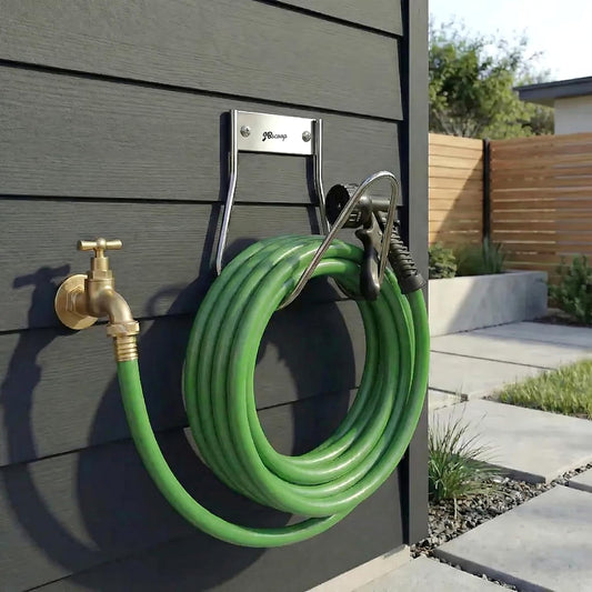 JBscoop Garden Hose Holder Stainless Steel Small Wall Mount Garden Hose Hook, Ideal for Water, Air, Hydraulic Hose, Ropes, Extension Cords Heavy Duty & Rust Proof, Size:6.3x7x6.3 Set of 1