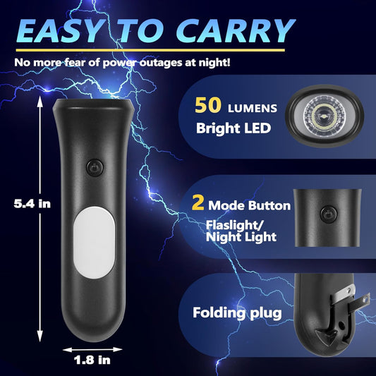 ROSSEX 4 in 1 Emergency Lights for Home Power Failure, 4 Pcs Rechargeable LED Flashlight Plug in Wall, Automatic Turn-On Power Outage Night Light Flashlight for Hurricane Preparedness Items
