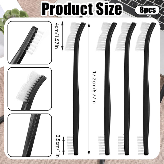 8 Pcs Small Cleaning Brushes, Double-Ended Jewelry Cleaning Brush Soft Nylon Bristles Detailing Crevice Brush Multifunctional Mini Gap Brushes for Jewelry Kitchen Sink Bathroom Corner Cars Small Space