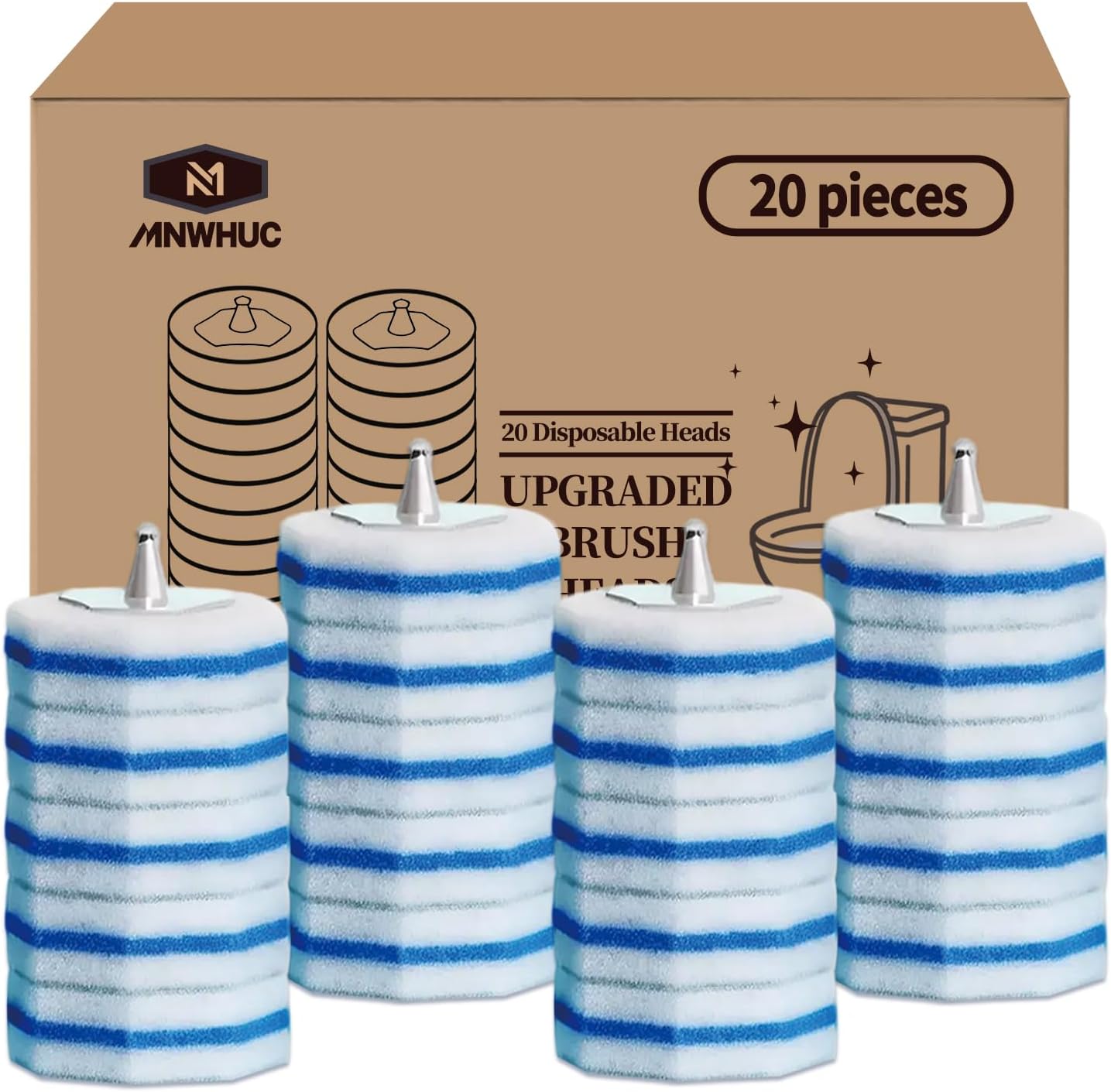 Toilet Bowl Cleaner Wand Refills Compatible with CLOROX, 20 Count Disposable Toilet Brush Refills, Replacement Heads for Toilet Cleaning System, Blue