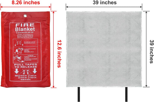 39"x39" Fire Blanket Emergency for Home, Kitchen, Camping & Car - Heavy Duty Fiberglass Fire Suppression Safety Cover (1 Pack)