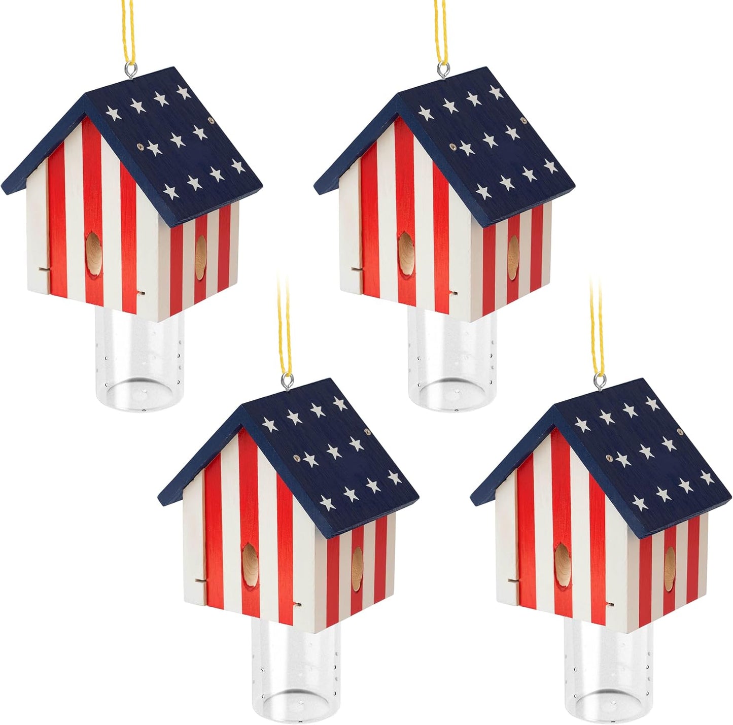 Carpenter Bee Trap for Outside - Best Bee Trap - Flag Cabin Style Nature Hanging Wood Carpenter Bee Traps Outdoor - Insect Traps with Removable Vault