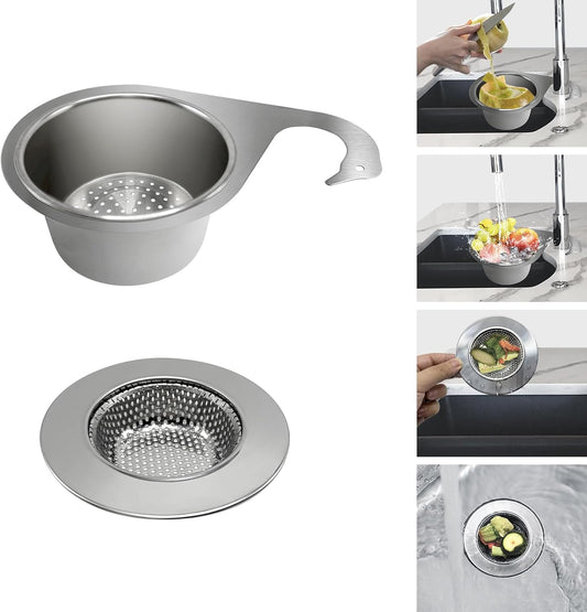 Stainless Steel Drainage Basket, Corner Sink Filter Basket,4.5-inch Sink Drainage Filter and Faucet Hanging Stainless Steel Drainage Basket, Kitchen Sink Drainage Filter, Sink Drainage Filter(2Pcs)