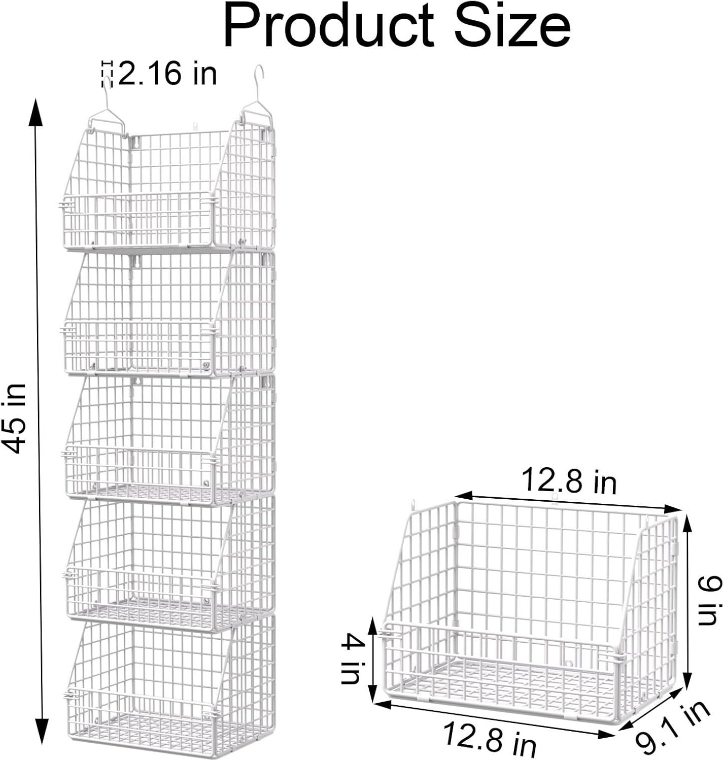PUPPYCUTE Larger & Deeper Hanging Storage Basket, Closet Organizers and Storage, Hanging Shelves Wire Baskets for Clothing Sweaters Purse Handbags Shoes Black 3 Tier