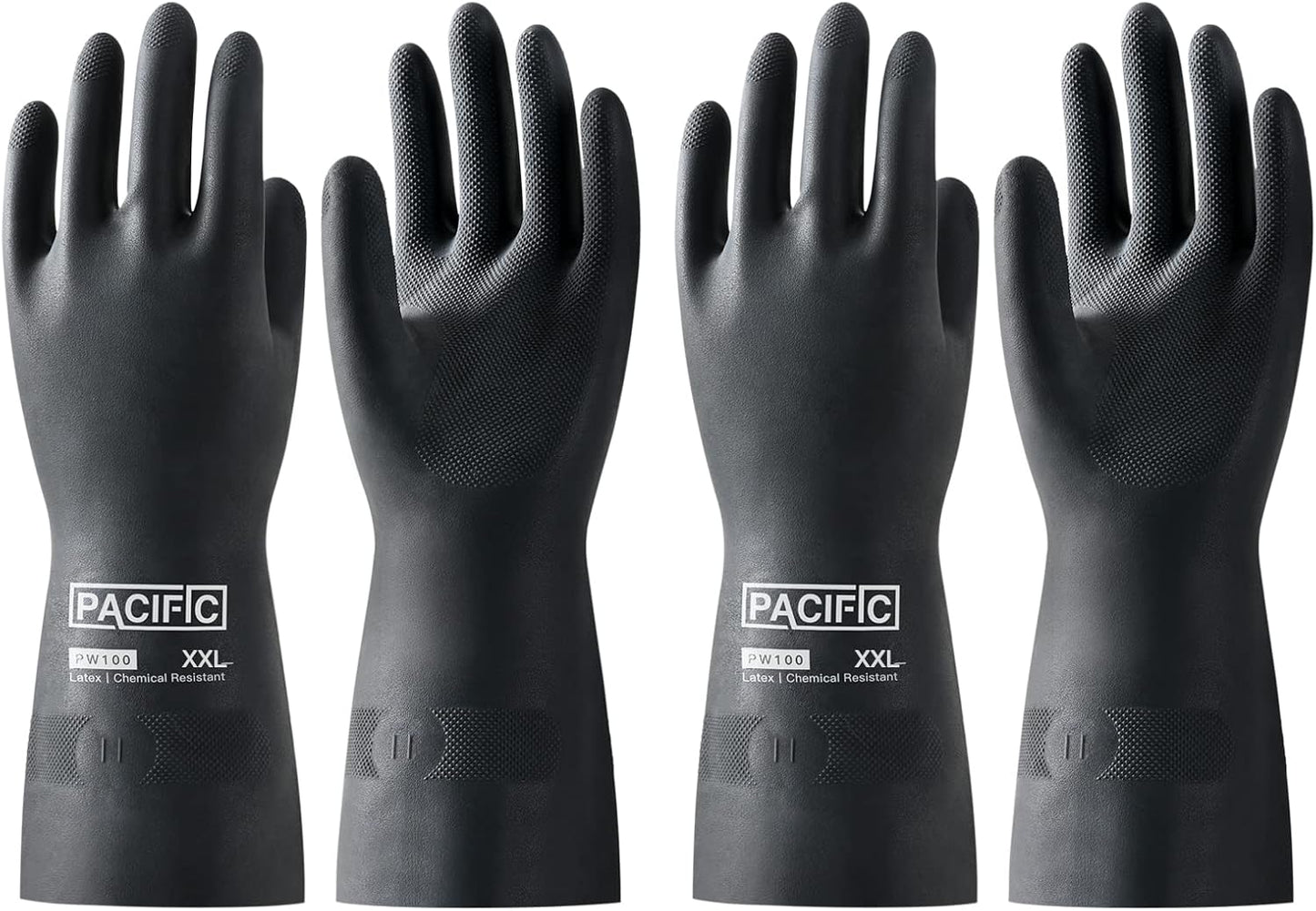 PACIFIC PPE Heavy Duty Latex Chemical Gloves, Strong Acid Resistance Rubber Gloves, Against Alkali and Oil, 22", 1 Pair