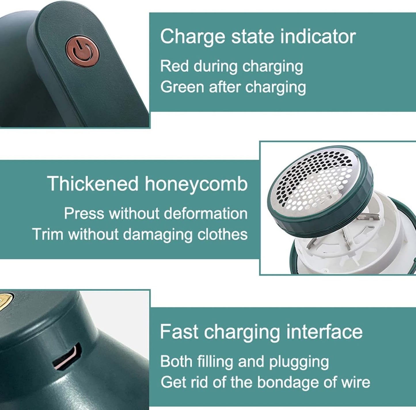 Lint Shavers, Fabric Shaver USB Rechargeable Lint Remover Electric Lint Shaver for Clothes Furniture Green