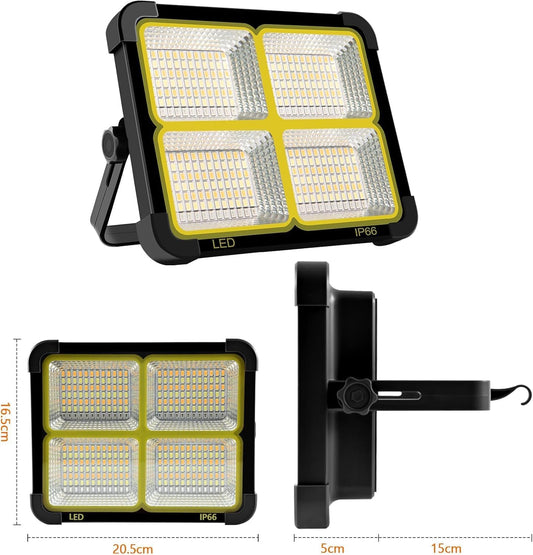 Portable LED Work Solar Light 100W 16500mAh 10000 LM with Stepless Brightness Job Site Battery Rechargeable LED Floor Light for Emergency Worklight for Hurricane