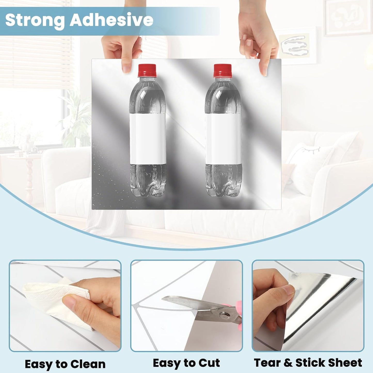 20 Sheets Herringbone Tile Sticker, Peel and Stick Backsplash for Kitchen, 2.5mm Thick Self Adhesive Wall Tile with Grey Grout, Waterproof Stick on Backsplash for Bathroom, RV, White