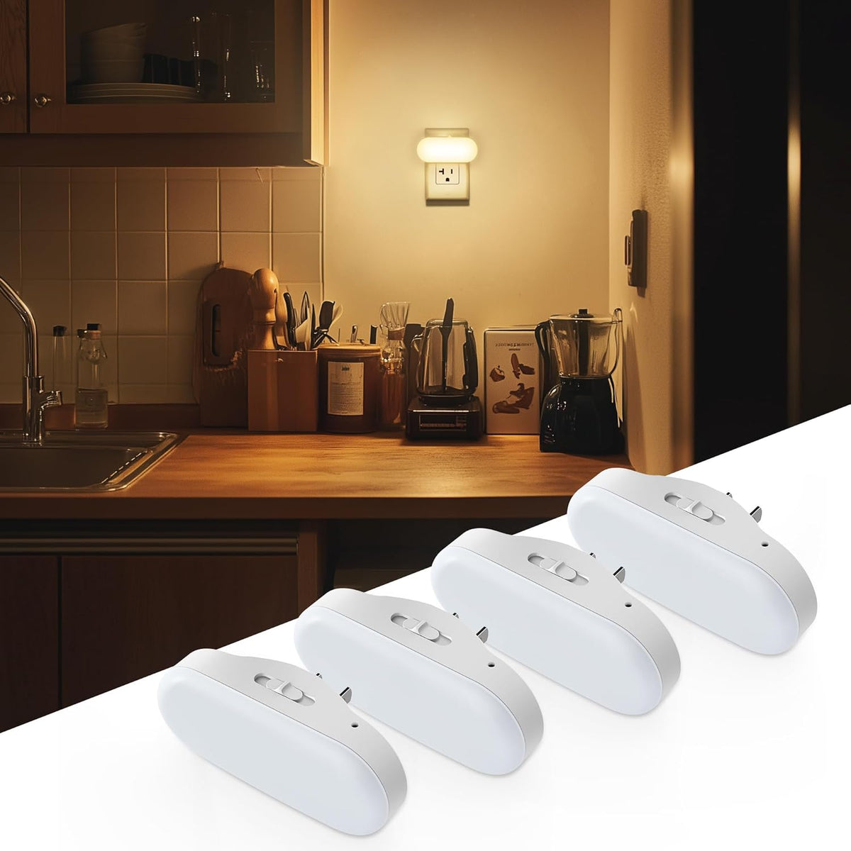 DORESshop Led Night Light, Plug into Wall, with Dusk to Dawn Sensor, 1W 5000K Dimmable Night Light from 0LM to 100LM for Bathroom Hallway Bedroom Kids Room Stairway