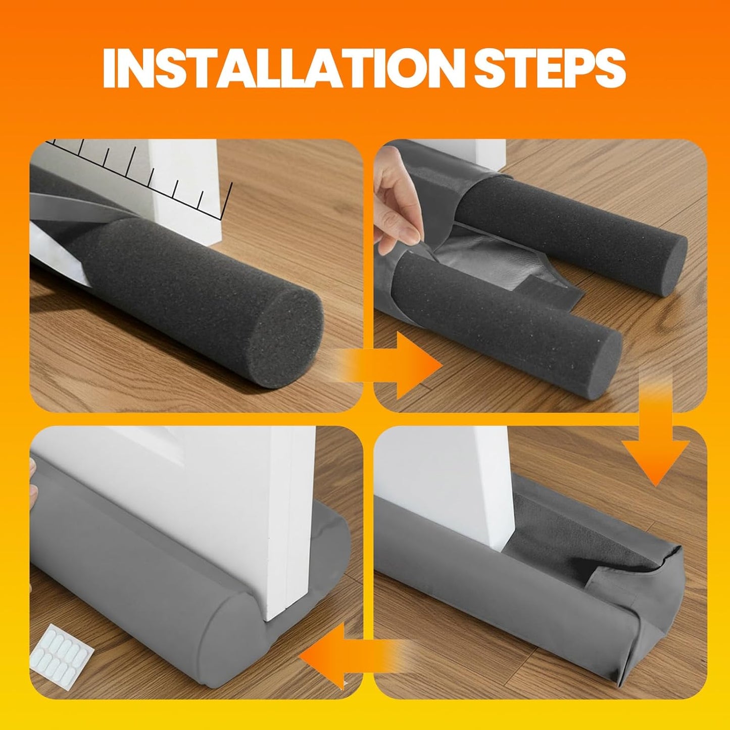 Adjustable Door Draft Stopper for Bottom of Door - Windproof, Light Blocking, Under Door Seal Blocker for Indoor/Outdoor, Machine Washable, Fits Door Gaps up to 1.75 Inches