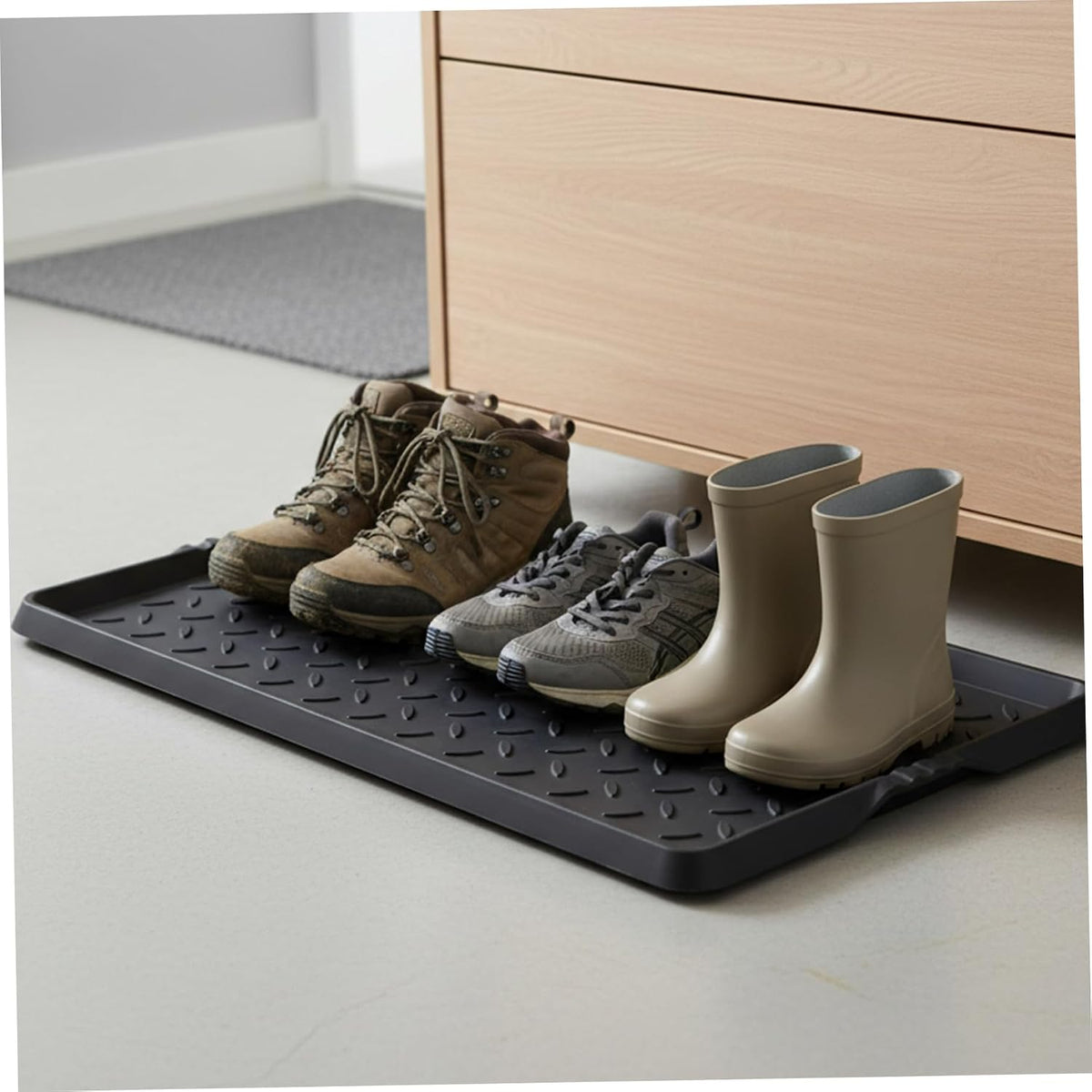 Doormats, Rubber Shoe Mat Heavy Duty Foldable Boot Mat Tray with Lip Waterproof Non Slip Boot Trays for Entryway Indoor Outdoor 27.5x15.9 inch