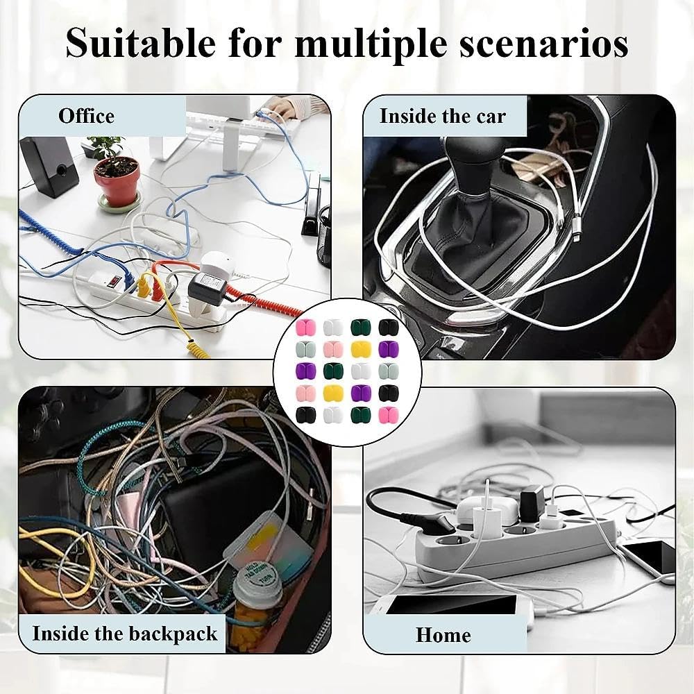 10Pcs Reusable Silicone Cord Organizer,Headphone Earphone Cable Organizer Cord for Business Travel