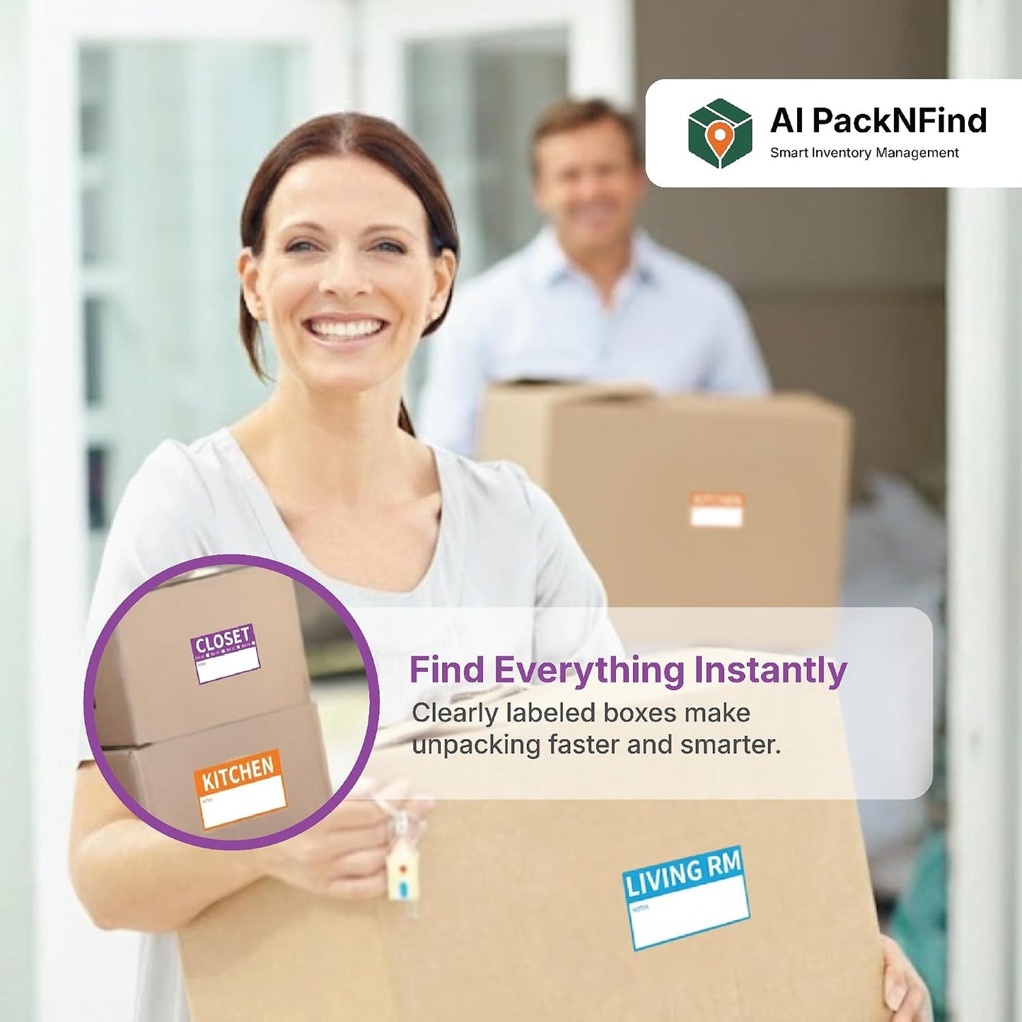 AIPackNFind 300 Count 3.4x2 Moving Labels for 1-4 Bedroom – Color Coded Stickers for Packing Boxes – 11 Room Designs – Waterproof & Tear Resistant – Removable Adhesive – Blank Labels for Custom Notes