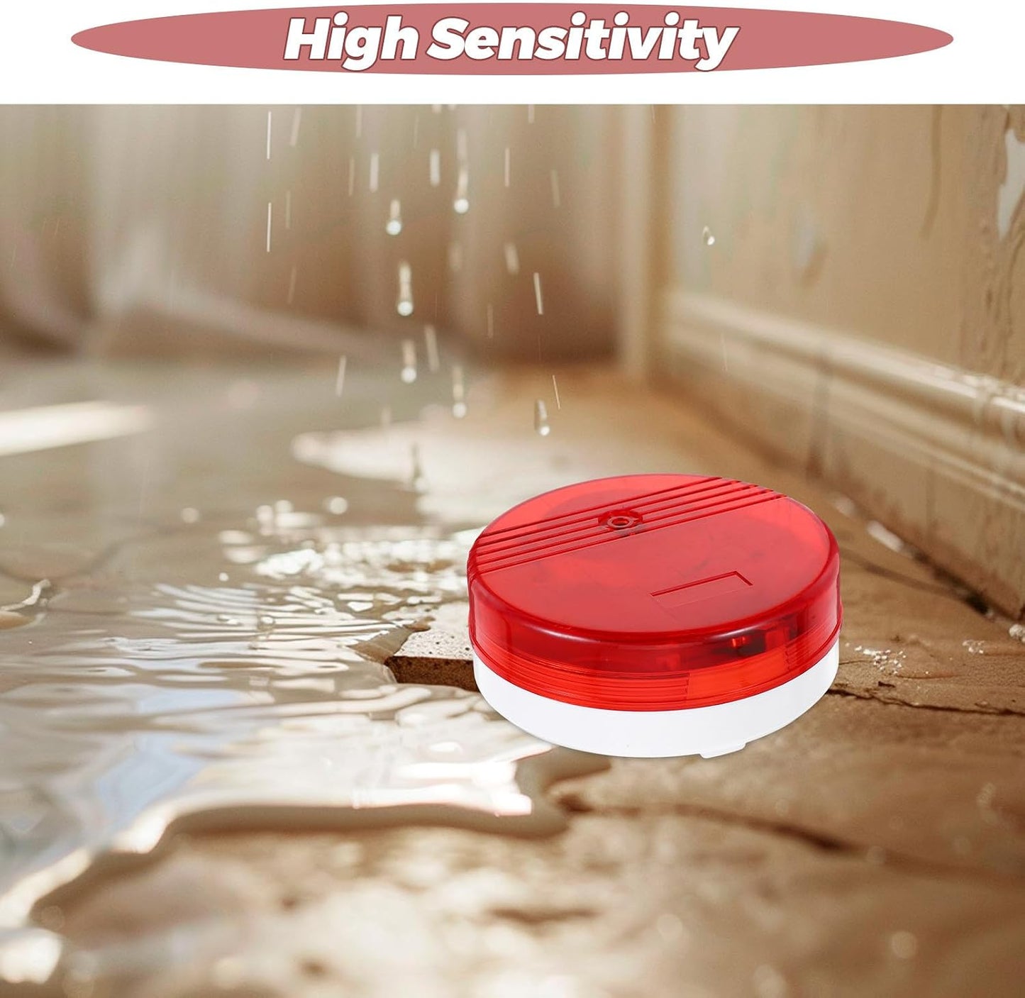 TEHAUX Water Leak Detector Smart Sensor Alarm with Sound and Visual Warning High Sensitivity Rapid Leak Detection for Basement Bathroom Under Sink