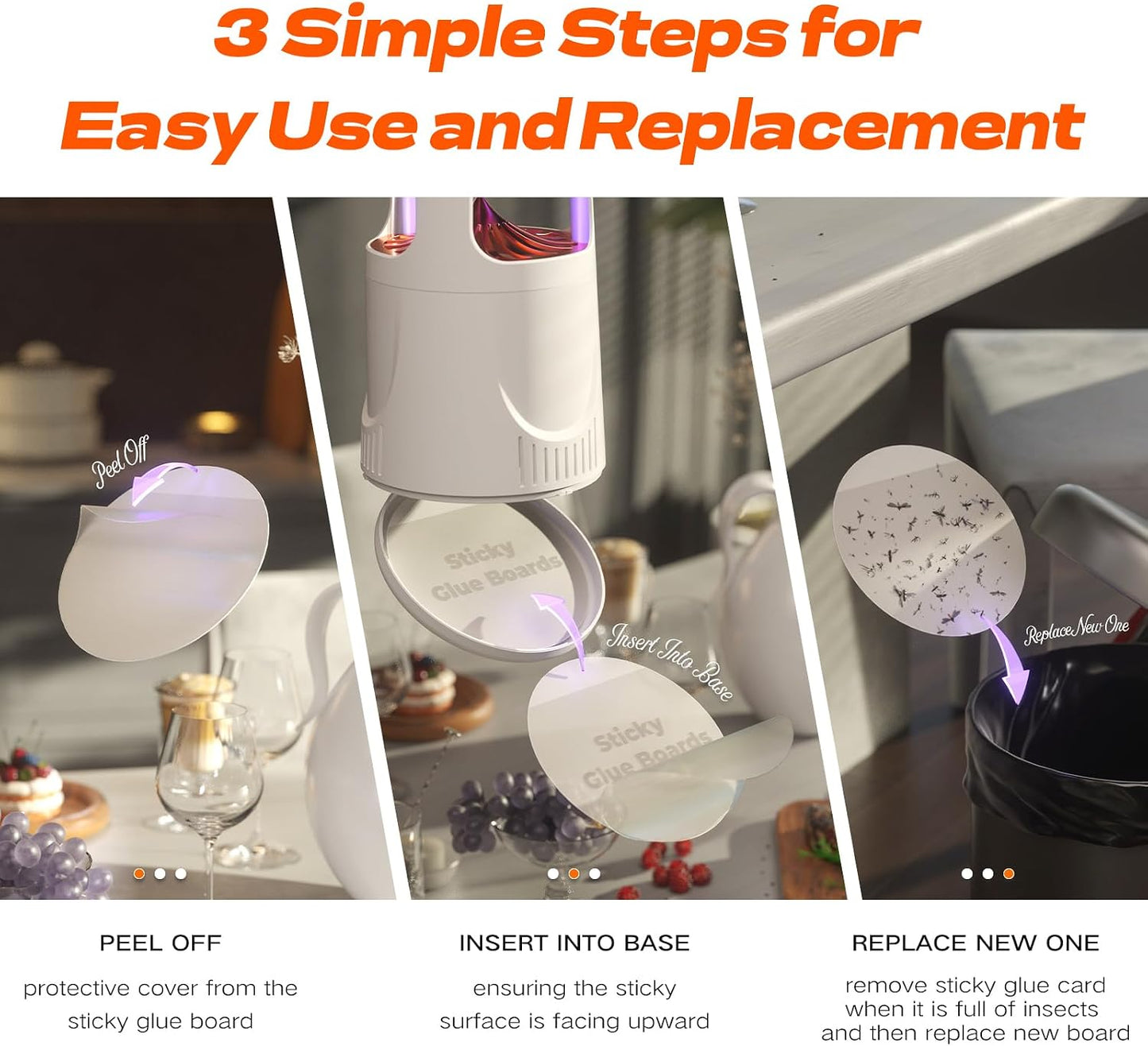 Fly Traps Indoor, Fruit Fly Trap for Home, Flying Insect Trap with Suction, Mosquito Traps Indoor & 10 Pcs Sticky Glue Boards, Gnat Traps for House Indoor