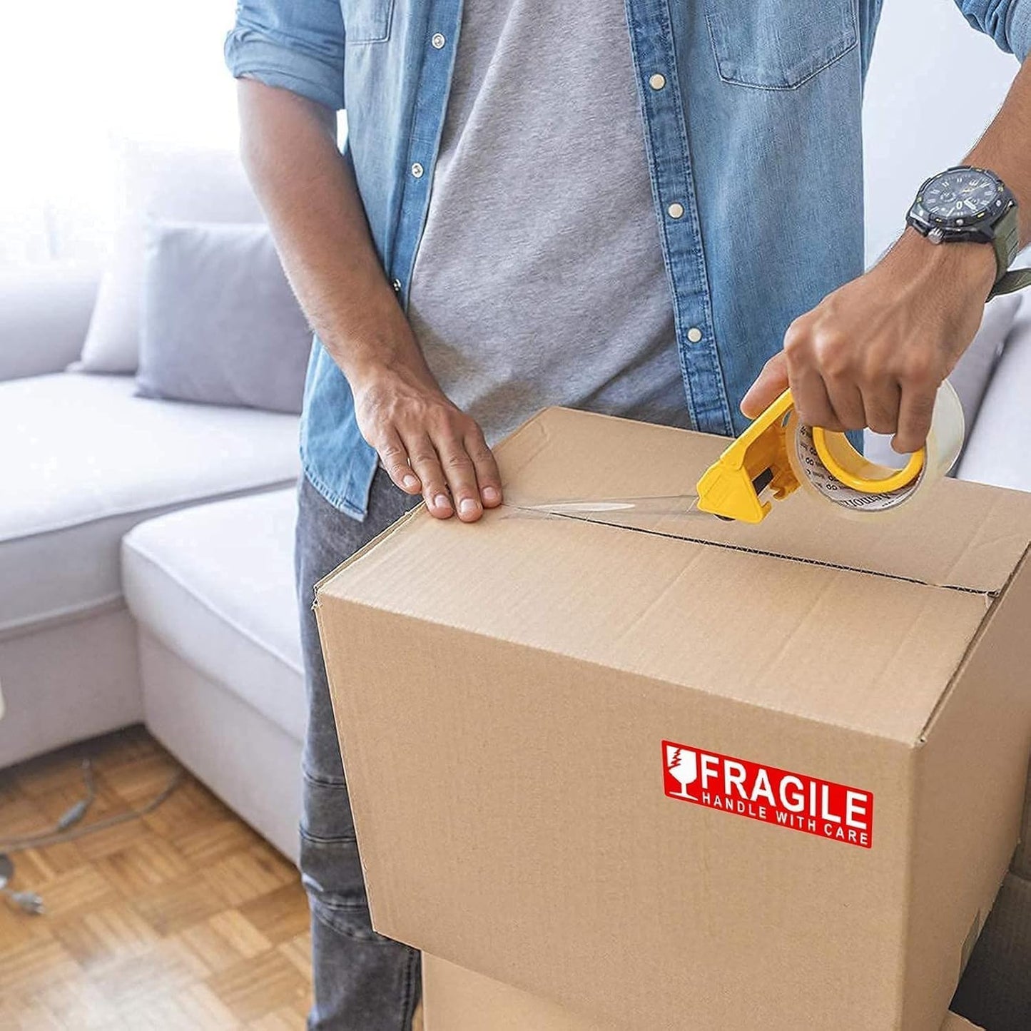 Home Moving Color Coding Labels 3 Bedroom House 2 Bathroom Kitchen Fragile Blank Space Box Stickers, Total 16 Rolls, 50 Labels/Roll, 1 x 4.5 Inch