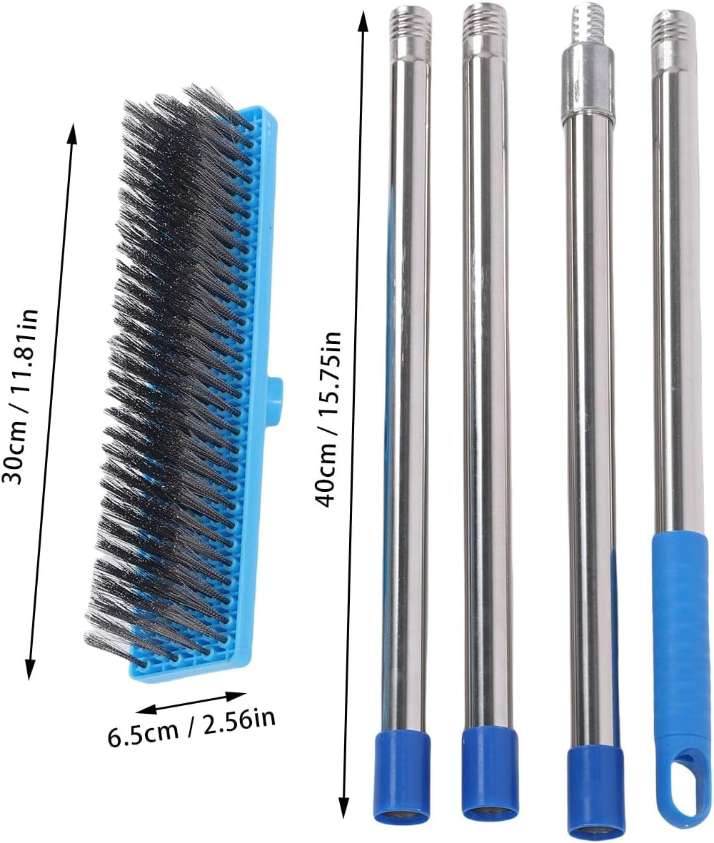 Heavy Duty Steel Wire Brush, Durable Floor Scrubber for Outdoor Cleaning, 30cm Telescopic Stainless Steel Handle, Suitable for Patios and Decks (120cm)