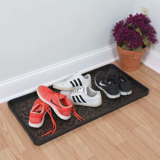 2 Packs Rubber Shoe Tray Wet Shoe Tray,Tray Wet Shoe Tray for Entryway Rubber Doormat Boot Tray,Snow Boot Pad Water Resistant Shoe Tray,Waterproof for All Weather Indoor Outdoor Use (2PCS)