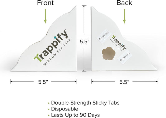 Trappify Window Fly Trap Indoor | Fruit Fly Traps for Indoors | Gnat Traps for House Indoor | Disposable Trap with Sticky Adhesive Strips | Bug Catchers (4 Pack)