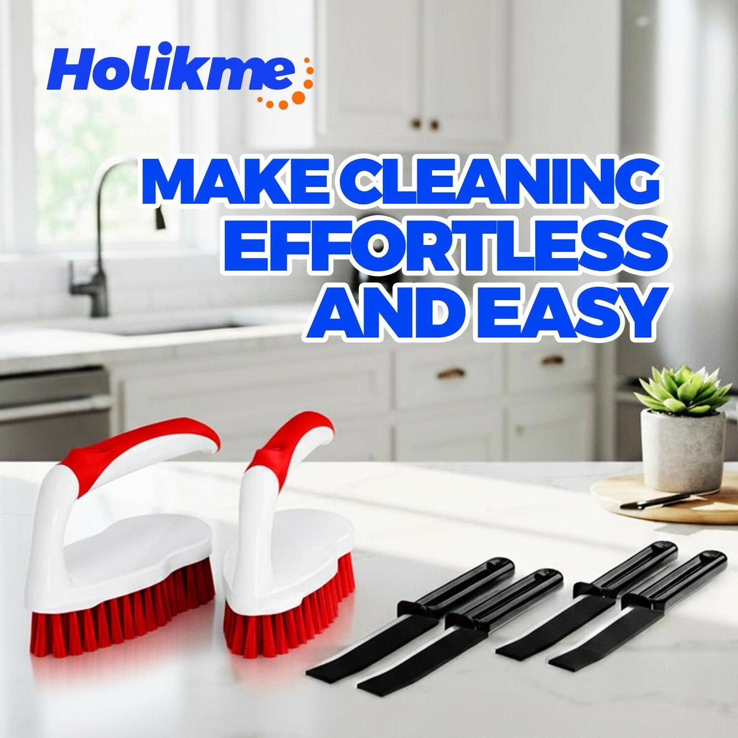 Scrub Brush - 6 Pack, Scrub Brushes for Cleaning, Heavy-Duty Scrub Brush, Stiff Bristles Cleaning Brush, for Kitchen, Bathtub, Floor and Wall Surfaces, Grey