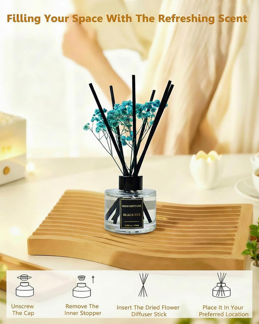 Reed Diffuser Set-Lemon Verbena Scent Fragrance Oil Diffuser with 6 Reed Sticks | Home & Bedroom Bathroom Decor,3.38 fl oz (100ml)