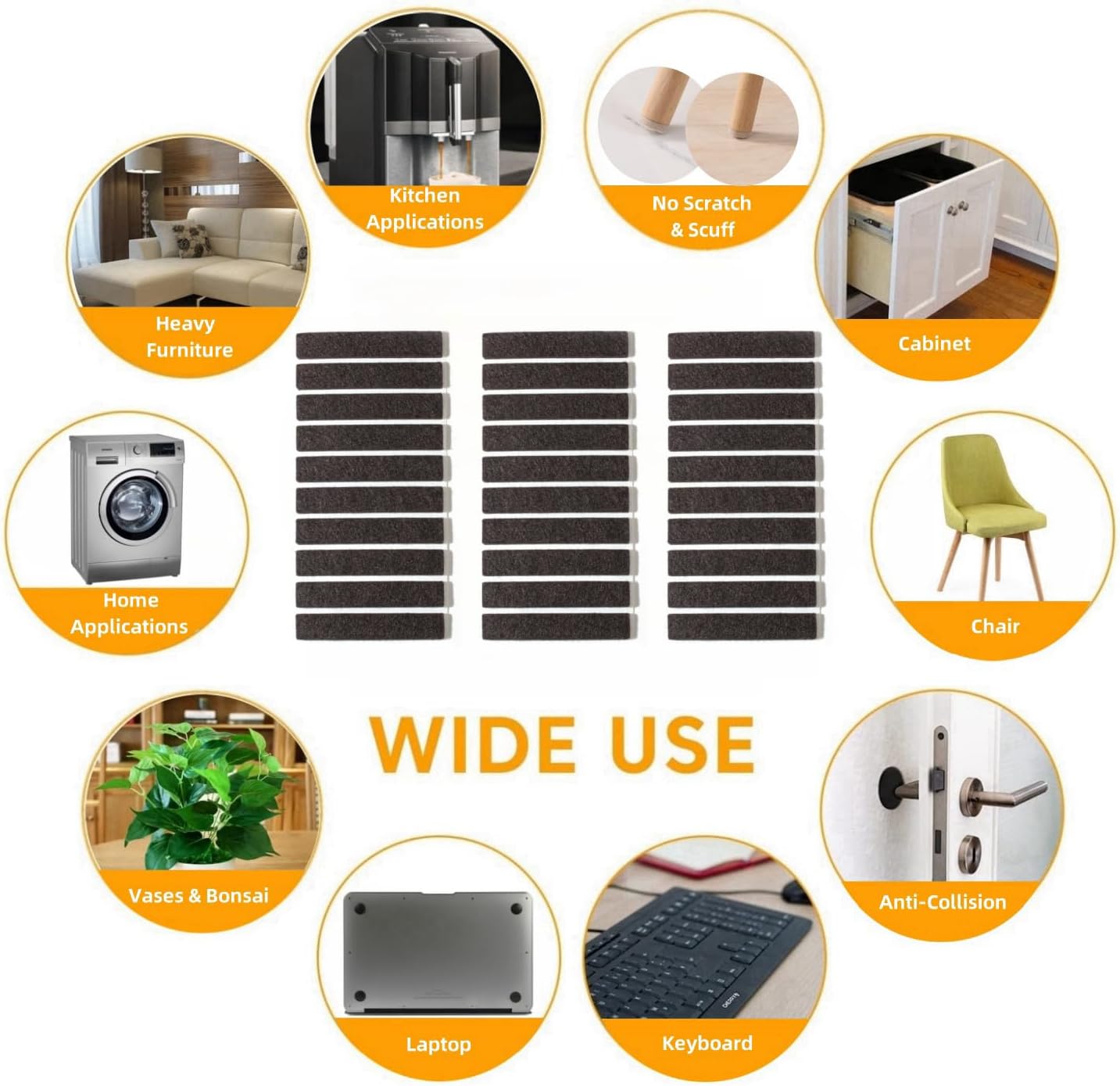 Furnigear Felt Furniture Pads for Hardwood Floors - Self Adhesive Chair Felt Pads, Floor Protector for Furniture Feet, Furniture Sliders Moving Your Furniture Smoothly - Anti Scratch 96 Pcs 3/4" Round