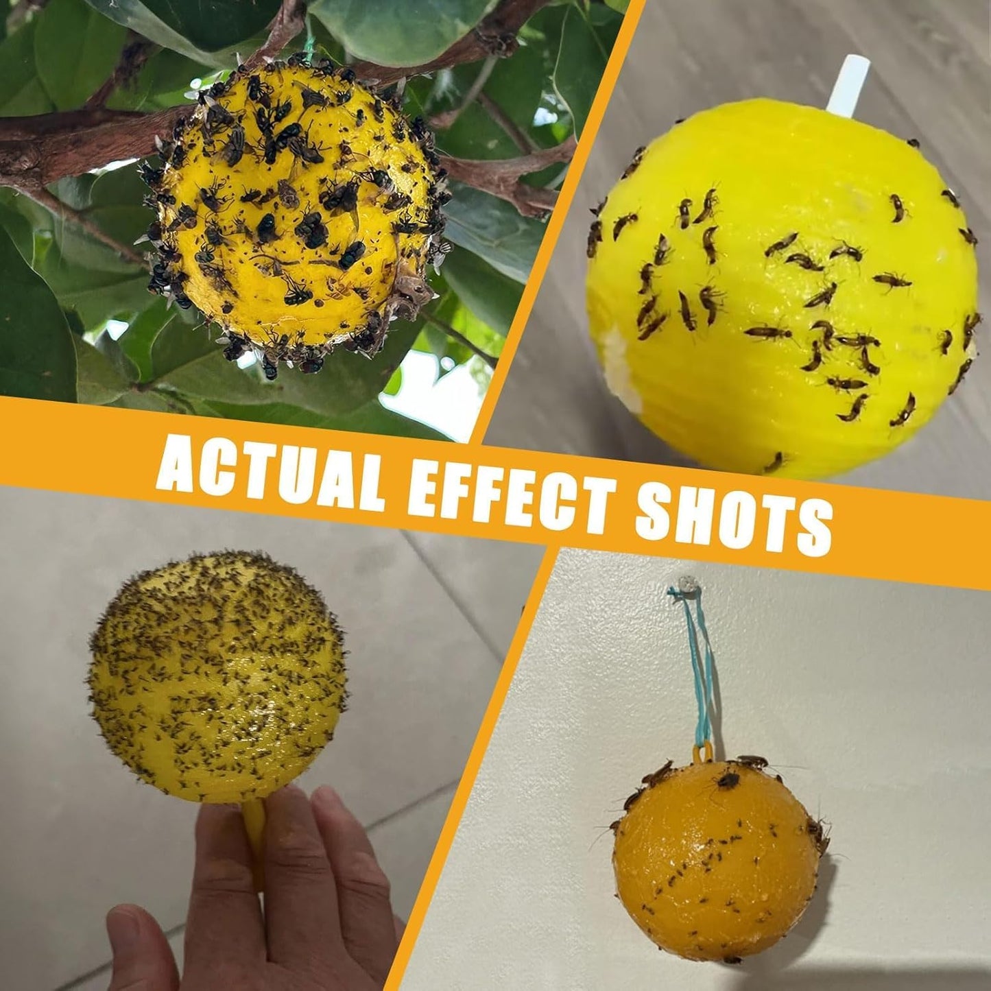 Sticky Insect Trap Ball Osseph Fruit Fly Trap Balls for Indoor Outdoor | Physical Sticky Hanging Bug Ball Catches Flie Gnat Mosquitoe Flying Insects 6pack (Green)
