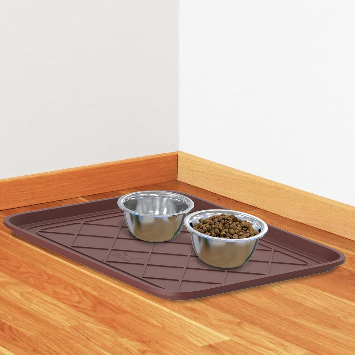 All Weather Boot Tray ? Water Resistant Plastic Utility Diamond Pattern Shoe Mat ? Indoor or Outdoor Doormats for All Season Use by Stalwart (Brown)