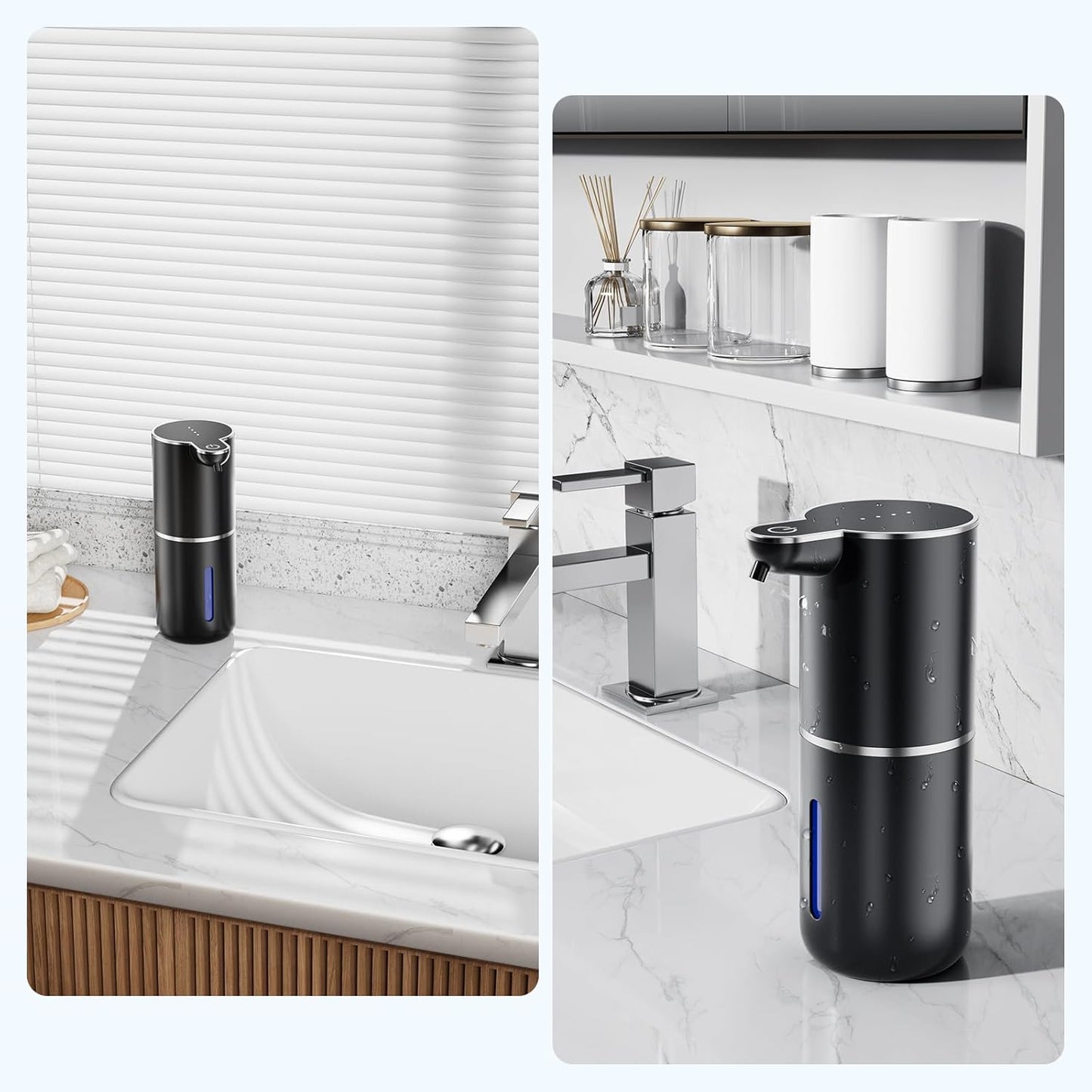 Fantictas Automatic Soap Dispenser Touchless Automatic Foam Soap Dispenser 380ML 4 Adjustable Levels 1200mAh Soap Dispensing Wall Mount for Kitchen and Bathroom,Black